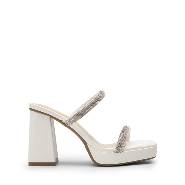 Rhinestone Straps Chunky Sandals - WHITE-RHINESTONE - 3